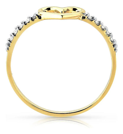 Anel Feminino De Ouro 18k Coração Vazado Com Diamantes