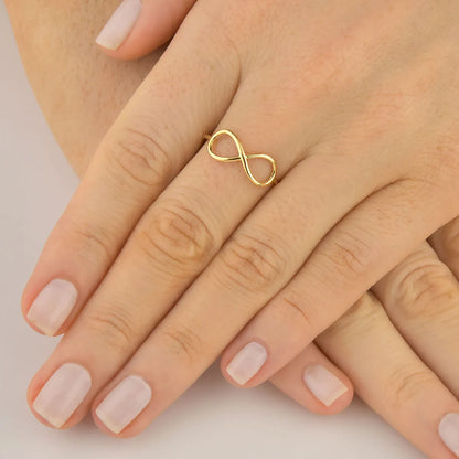 Anel Infinito Vazado De Ouro 18k Feminino E Delicado