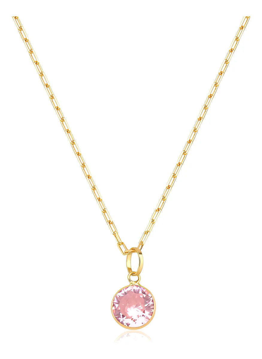 Colar Ponto De Luz Em Ouro 18k Elos Cadeado E 45cm Cor Rosa