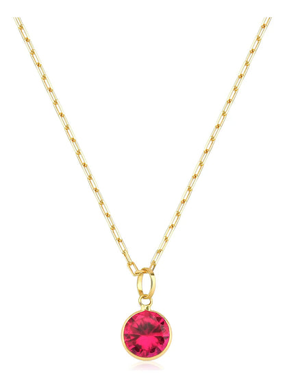Colar Ponto De Luz Em Ouro 18k Elos Cadeado E 45cm Cor Rubi