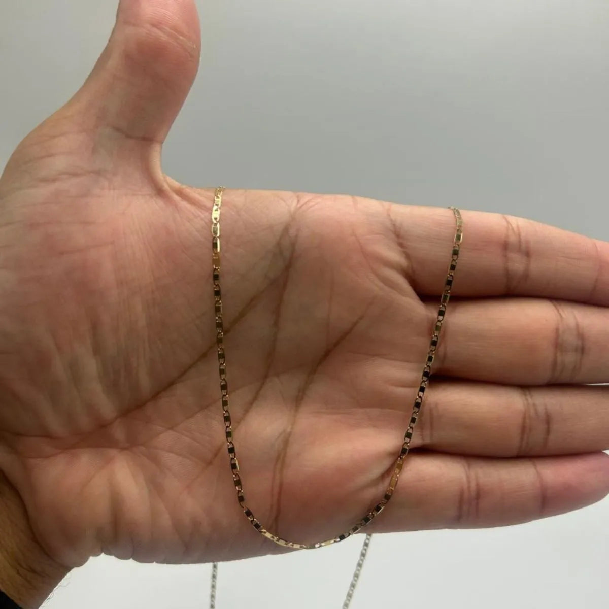 Corrente Colar Piastrine Em Ouro 18k 45cm 2mm