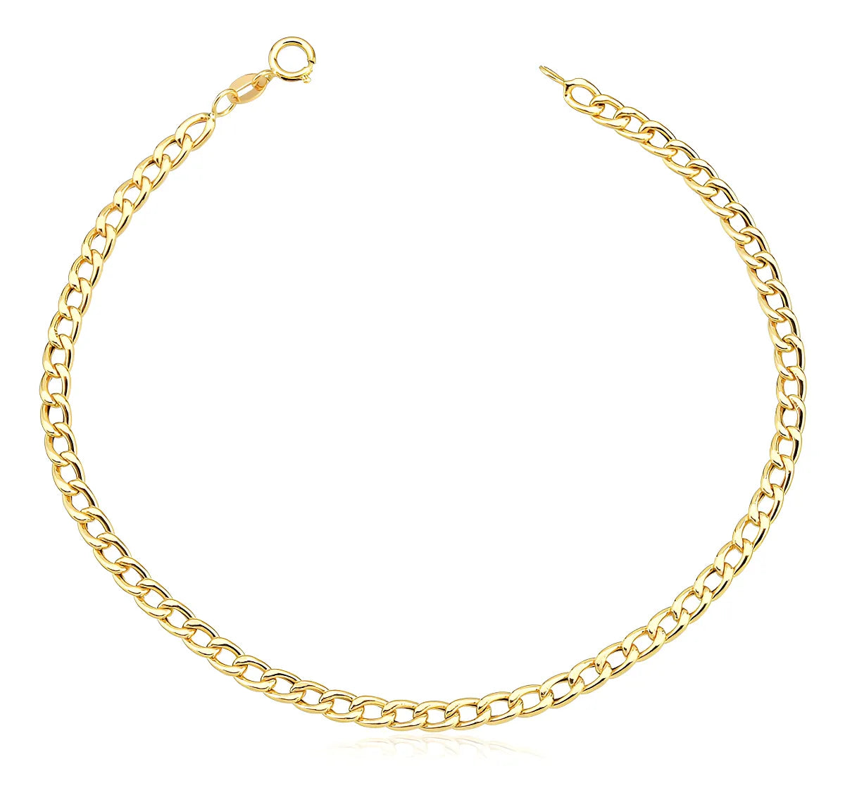 Pulseira Ouro 18k Masculina Grumet Oca Grossa 4mm 2,9 Gramas Comprimento 21 cm